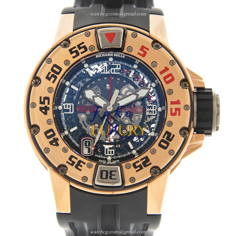 Richard Mille RM028-RG Automatic 18kt Rose Gold Silver Dial Rubber Strap Replica Watch - Luxury Replica Watch