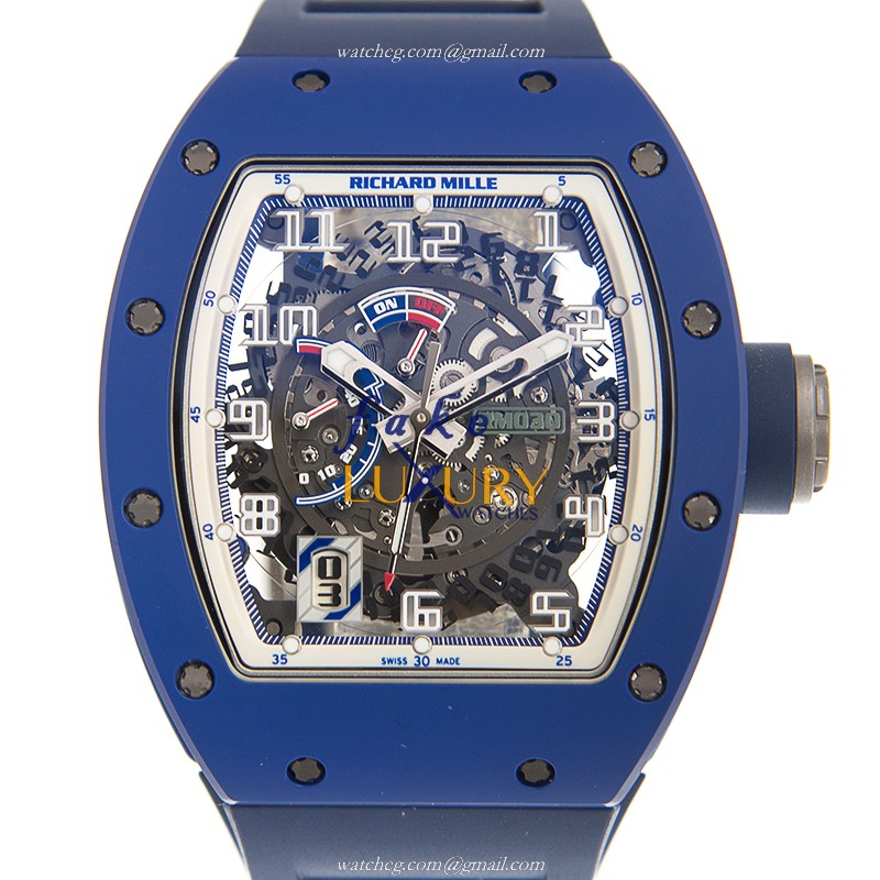 Richard Mille RM030 FQ-TZP-B Replica Watch, Automatic Movement, Steel Case, Blue Rubber Strap - Luxury Replica Watch