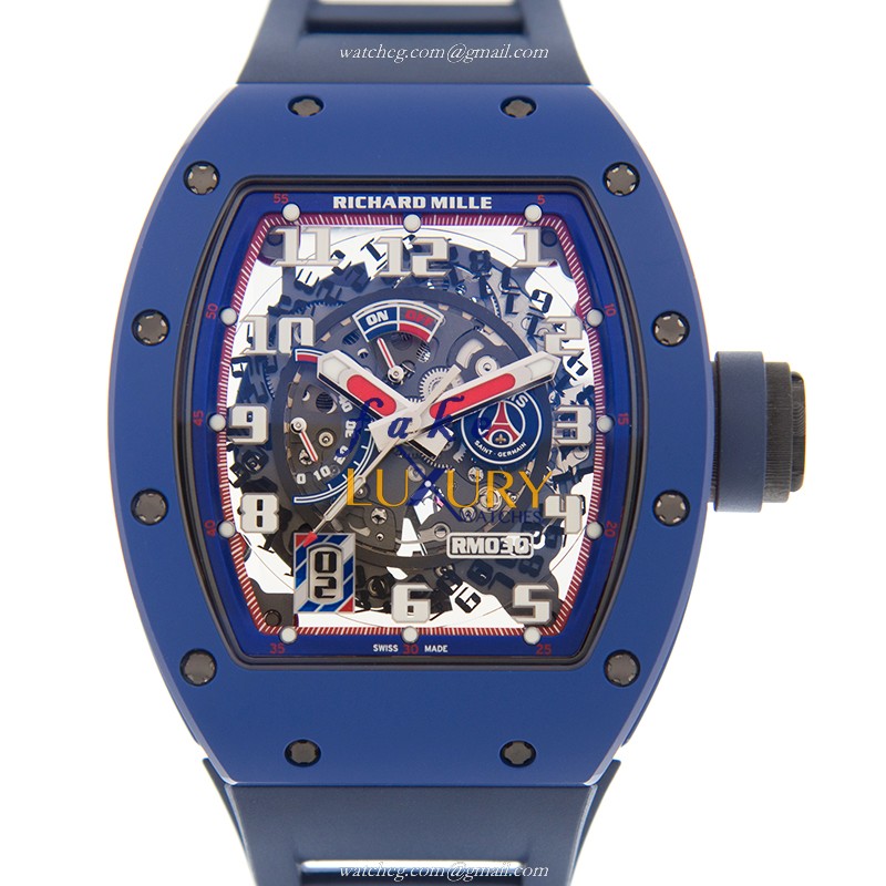 Richard Mille RM030-PSG Replica Watch, Automatic, Silver Dial, Steel Case, Black Rubber Strap - Luxury Replica Watch