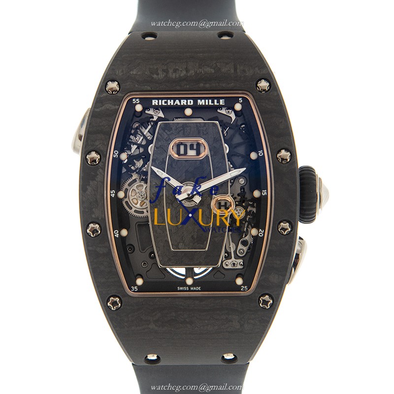 Richard Mille RM037TI-CA Automatic Ceramic Transparent Dial Rubber Strap Replica Watch - Luxury Replica Watch