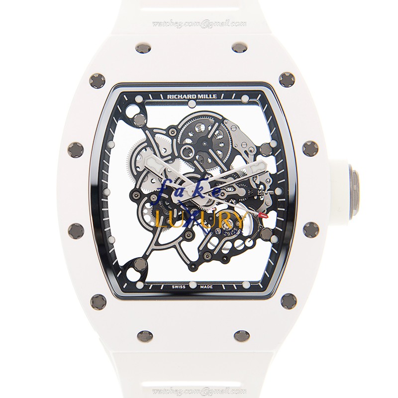 Richard Mille RM055 MAN SERIES Ceramic Manual Wind White Rubber Strap Replica Watch - Luxury Replica Watch