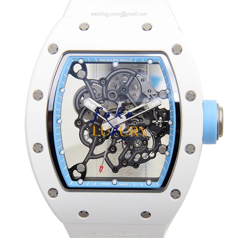 RM055 - Richard Mille RM055 Replica Watch Manual Wind Titanium Transparent Skull Dial - Luxury Replica Watch