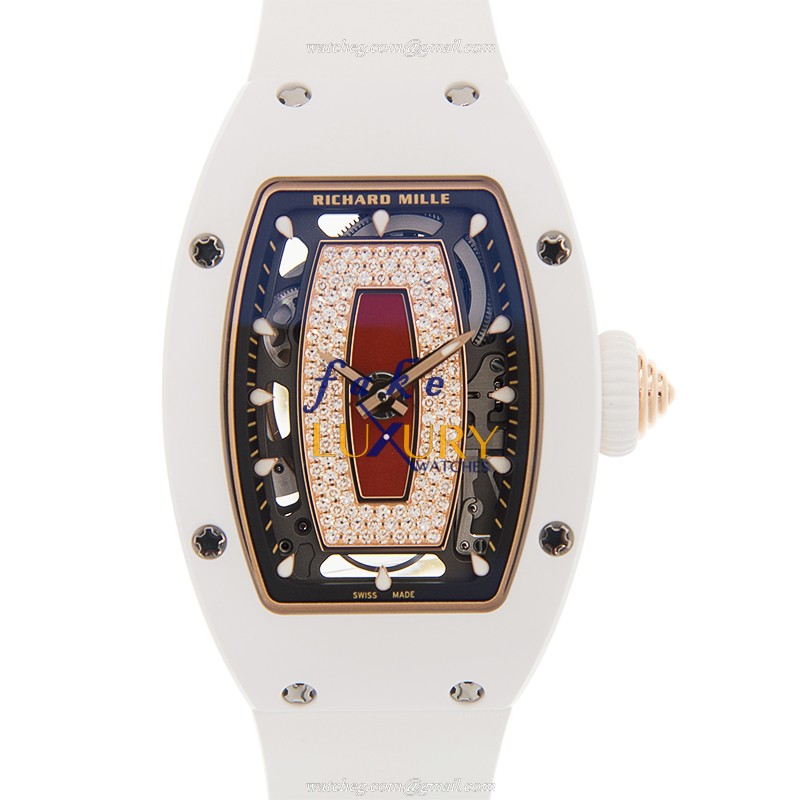 Richard Mille RM07-01 RG-ATZ Replica Watch, Automatic, White Dial, Ceramic Case, Rubber Strap - Luxury Replica Watch