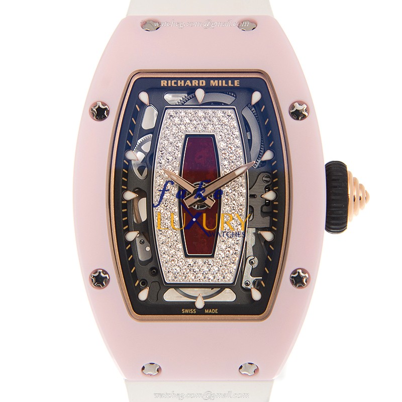 Richard Mille RM07-01 WG-TZP-P Replica Watch Automatic Ceramic Case Silver Dial White Rubber Strap - Luxury Replica Watch