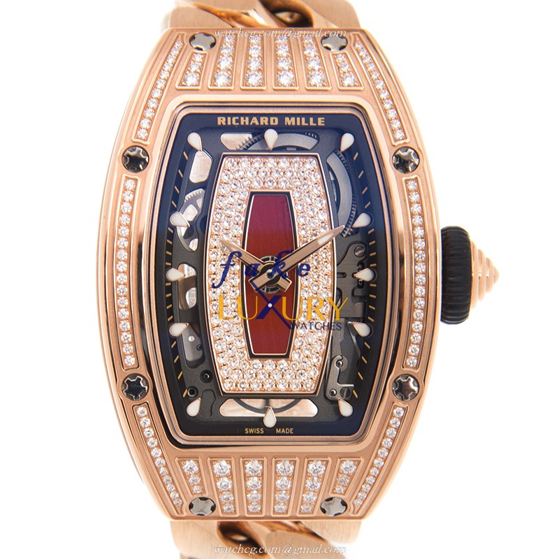 Richard Mille RM07-01RG FULL ROSE Replica Watch, Gold Dial, 18kt Rose Magic & Diamond Case - Luxury Replica Watch