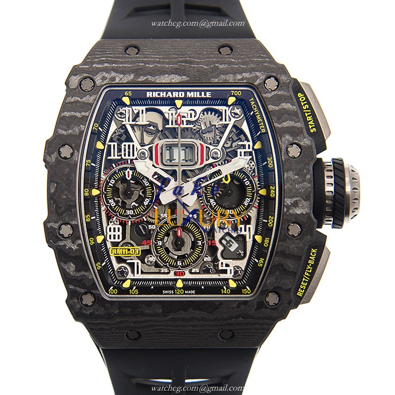 RM11-03 BLK NTPT - Richard Mille Replica Watch - Automatic Carbon Fiber - Silver Dial - Luxury Replica Watch