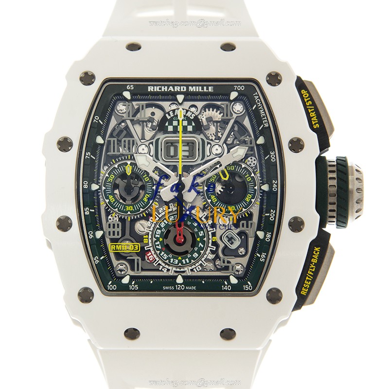Richard Mille RM11-03 LMC LTD 150 - Replica Watch - Automatic - Ceramic Case - White Rubber Strap - Luxury Replica Watch
