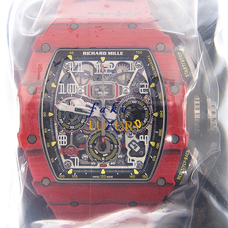 Richard Mille RM11-03 RED NTPT Replica Watch, Silver Dial, PVD Titanium Case, Red Rubber Strap - Luxury Replica Watch