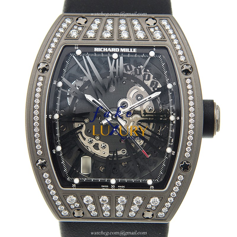 RM23-TI-MED - Richard Mille Replica Watch Automatic Titanium Diamond Silver Dial - Luxury Replica Watch