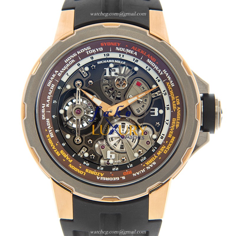 Richard Mille RM58-01 Replica Watch, 18kt Rose Gold & Titanium, Transparent Dial, Manual Wind - Luxury Replica Watch
