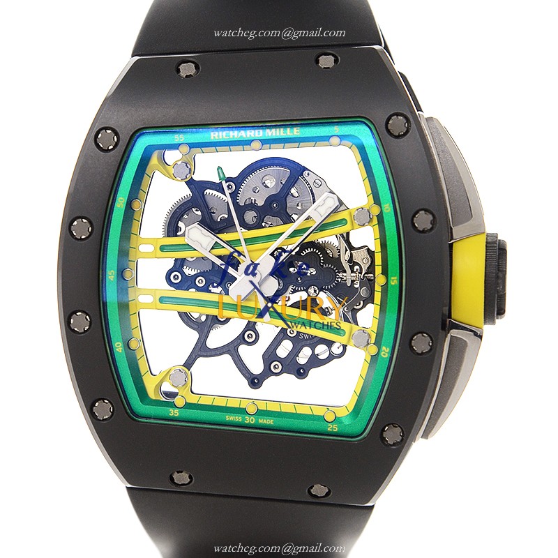 RM61-01 - Richard Mille RM61-01 Replica Watch Automatic Ceramic Transparent Skull Dial Rubber Strap - Luxury Replica Watch