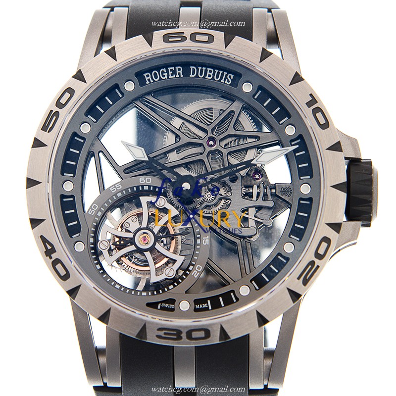 Roger Dubuis DBEX0479 Excalibur Replica Watch Manual Wind Titanium Transparent Skull Dial - Luxury Replica Watch