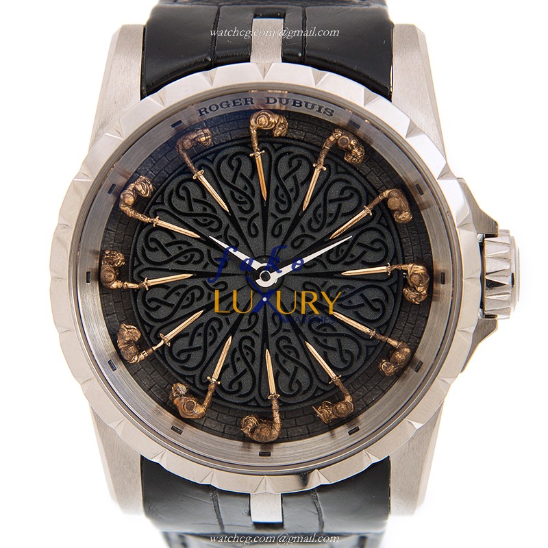 Roger Dubuis DBEX0495 Excalibur Replica Watch, Automatic, 18kt White Gold, Black Dial - Luxury Replica Watch