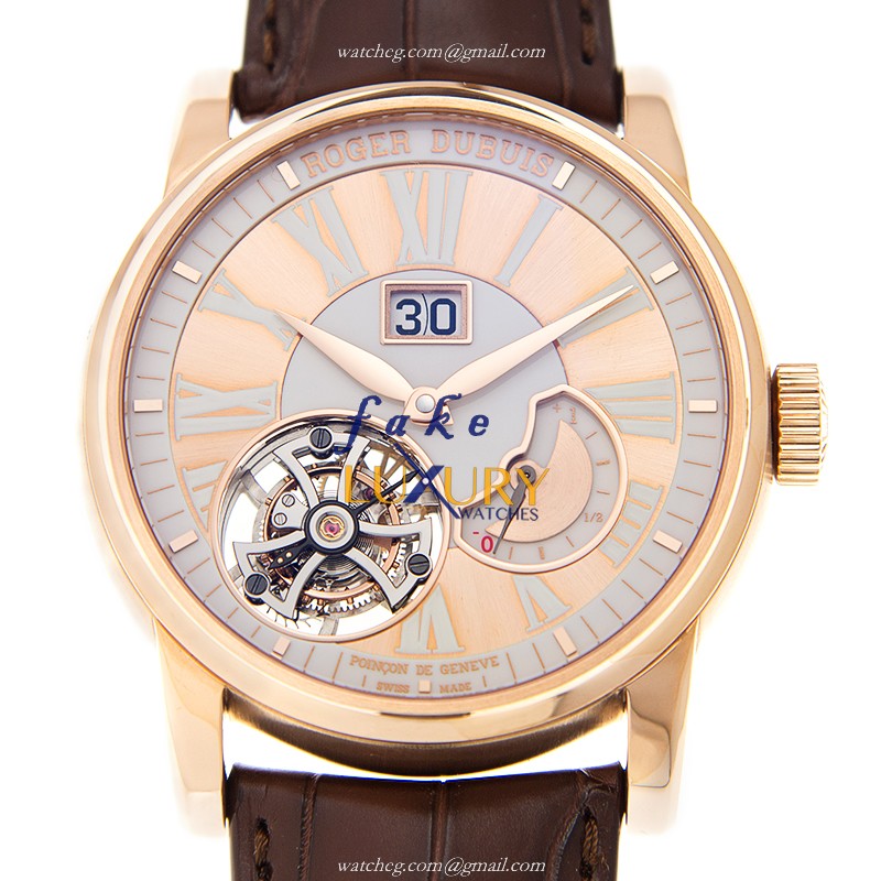 Roger Dubuis DBHO0568 Hommage Replica Watch, Manual Wind, 18kt Rose Gold, Gold Dial - Luxury Replica Watch