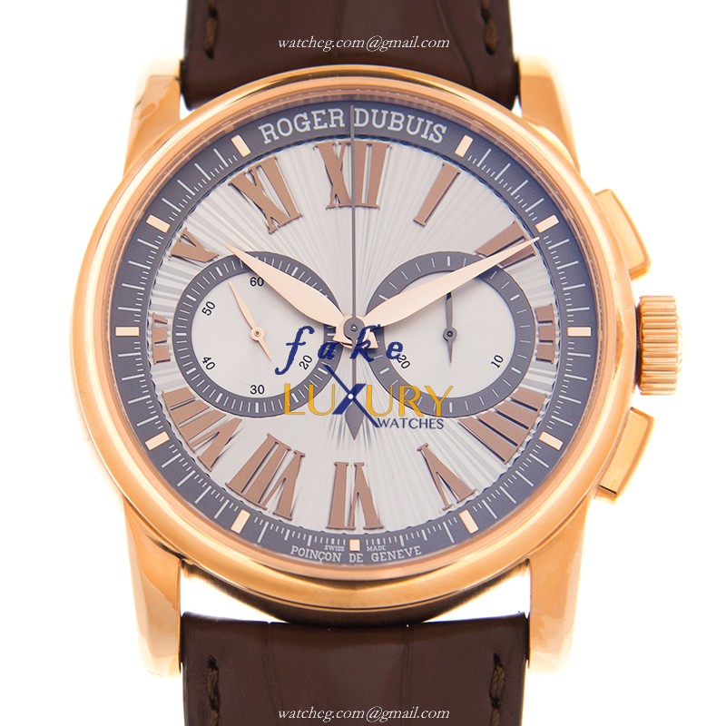 Roger Dubuis DBHO0569 Hommage Replica Watch, Automatic, Silver Dial, 18kt Rose Gold Case - Luxury Replica Watch