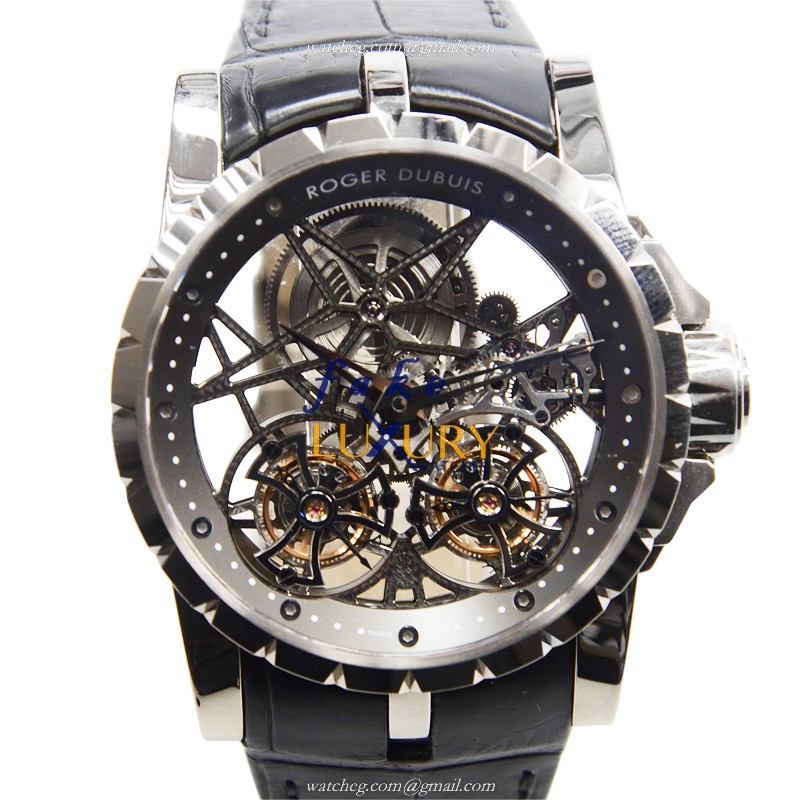 Roger Dubuis Excalibur RDDBEX0281 Replica Watch Manual Wind 45mm 18kt White Gold Silver Dial - Luxury Replica Watch