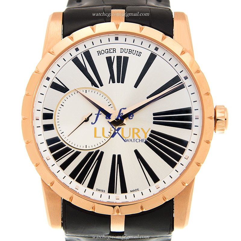 Roger Dubuis RDDBEX0351 Excalibur Replica Watch 42mm Rose Gold Automatic Silver Dial - Luxury Replica Watch