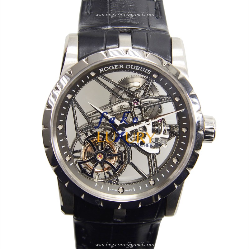 Roger Dubuis RDDBEX0393 Excalibur Replica Watch, Transparent Skull Dial, White Gold Case - Luxury Replica Watch