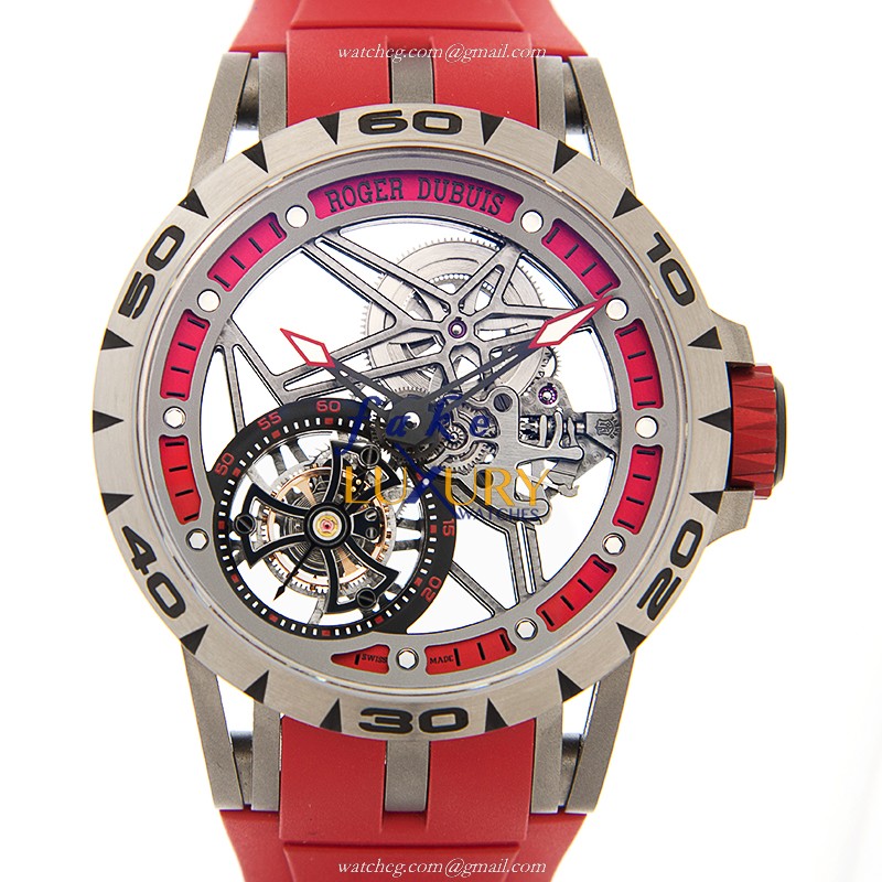 Roger Dubuis RDDBEX0545 Excalibur - Replica Watch - Manual Wind - Titanium Case - Red Rubber Strap - Luxury Replica Watch