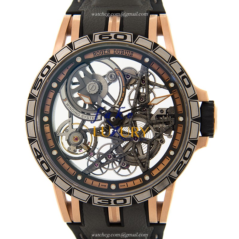 Roger Dubuis RDDBEX0574 Excalibur Replica Watch Automatic Titanium Transparent Skull Dial - Luxury Replica Watch