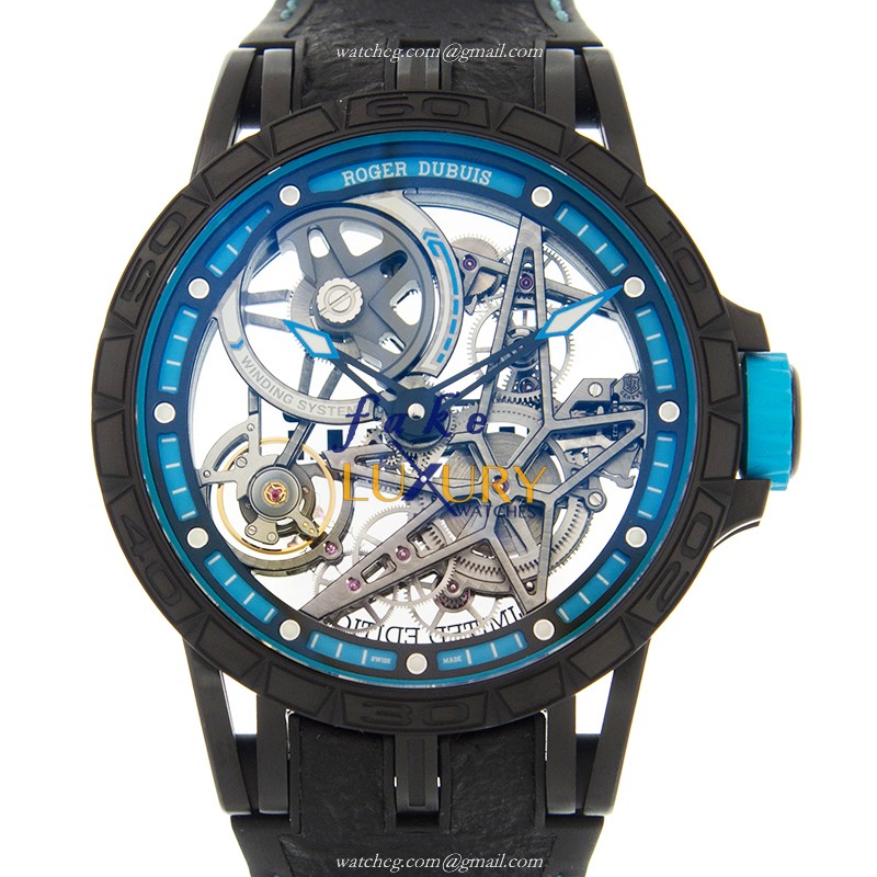 Roger Dubuis RDDBEX0575 Excalibur Replica Watch, Automatic Titanium, Transparent Skull Dial - Luxury Replica Watch