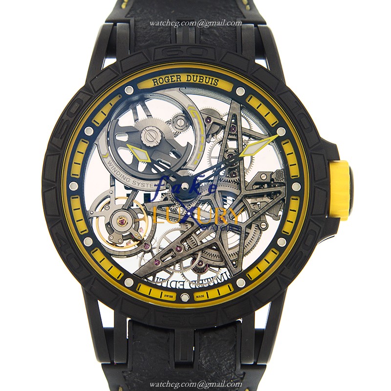 RDDBEX0616 - Roger Dubuis Excalibur Replica Watch Automatic Titanium Transparent Skull Dial - Luxury Replica Watch