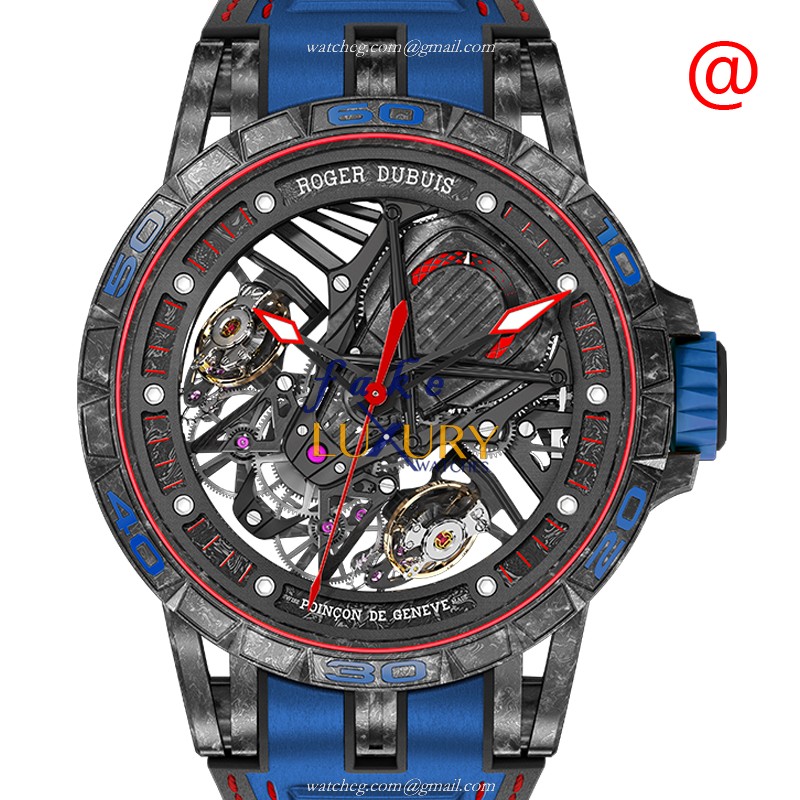 Roger Dubuis RDDBEX0686 Excalibur Spider Replica Watch, Carbon Fiber Case, Transparent Dial, Manual - Luxury Replica Watch