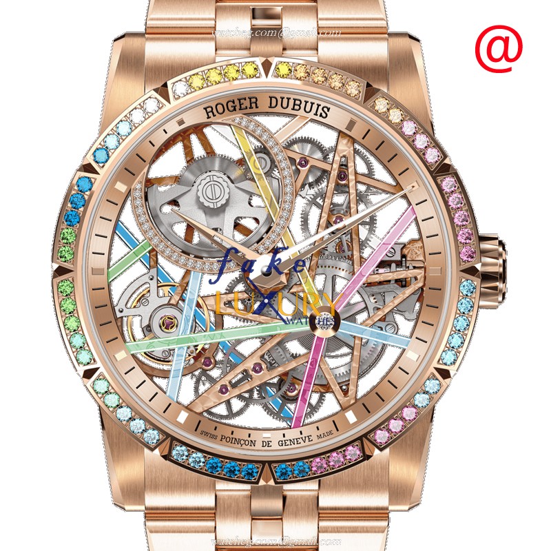 Roger Dubuis RDDBEX0861 Excalibur Replica Watch, Automatic, 42mm Rose Gold & Sapphire Case - Luxury Replica Watch