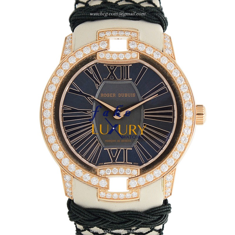 Roger Dubuis RDDBVE0015 VELVET Automatic 18kt Rose Gold & Diamonds Black Dial Replica Watch - Luxury Replica Watch
