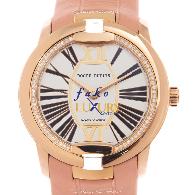 Roger Dubuis RDDBVE0033 Replica Watch, Automatic, 36mm Rose Gold Case, White Dial, Pink Leather - Luxury Replica Watch