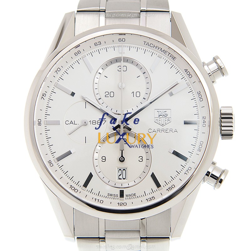 Tag Heuer CAR2111-BA0724 Carrera Replica Watch, Automatic Movement, White Dial, Steel Bracelet - Luxury Replica Watch