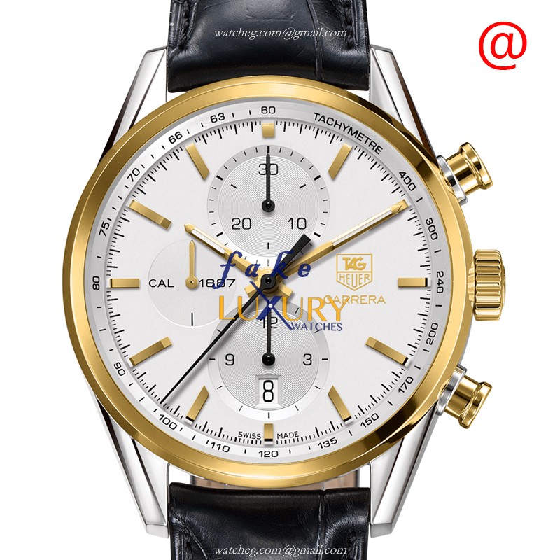 Tag Heuer CAR2150.FC6266 Carrera Automatic 18kt Gold & Steel White Dial Replica Watch - Luxury Replica Watch