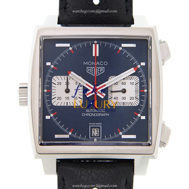 Tag Heuer MANACO CAW211P-FC6356 Automatic Blue Dial Leather Strap Steel Replica Watch - Luxury Replica Watch