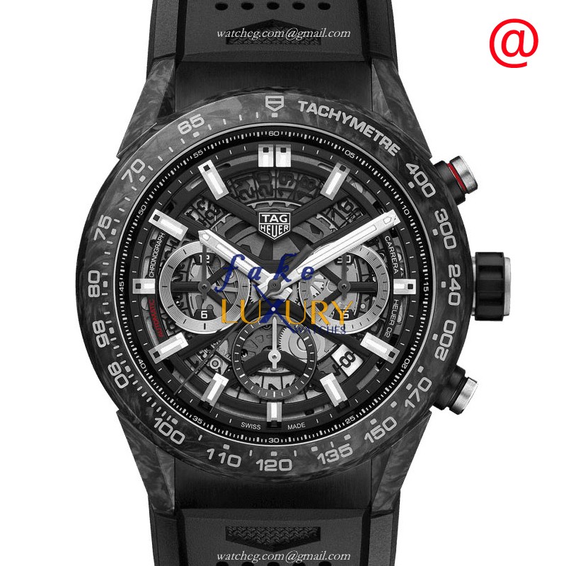 Tag Heuer Carrera CBG2A91.FT6173 Replica Watch, Black Dial, Steel Case, Rubber Strap - Luxury Replica Watch
