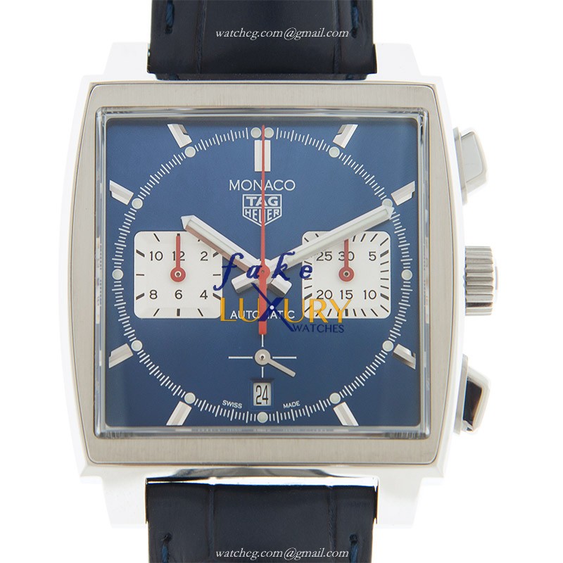Tag Heuer CBL2111.FC6453 MANACO Replica Watch Automatic Blue Dial Steel Case Alligator Strap - Luxury Replica Watch