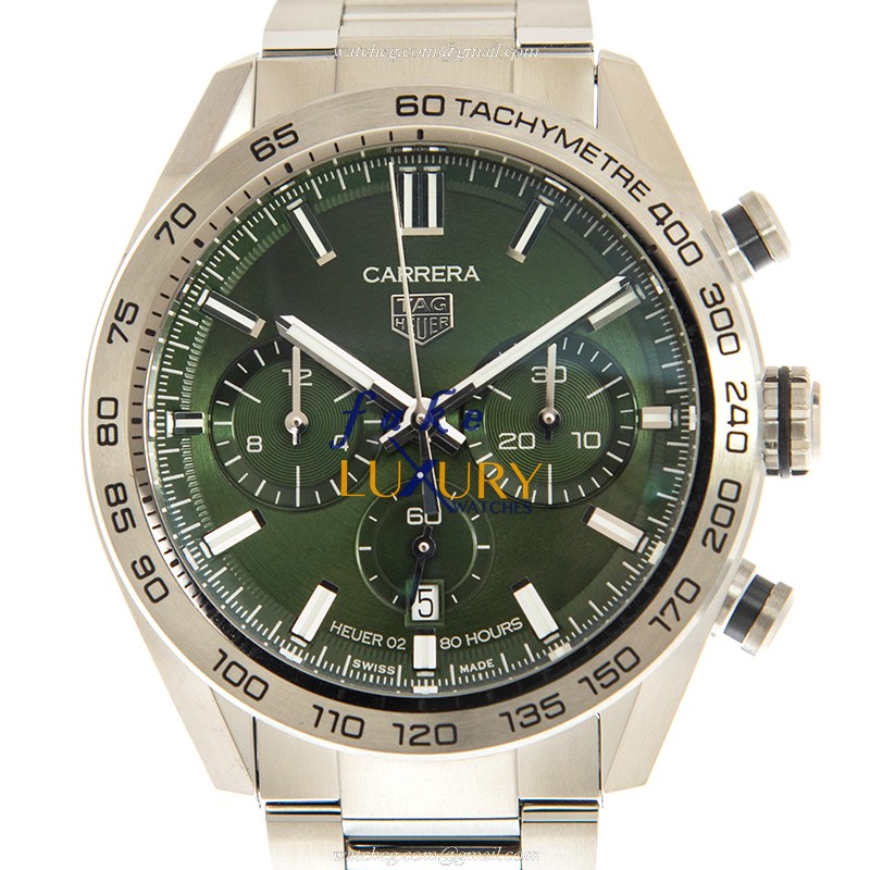 Tag Heuer Carrera CBN2A10.BA0643 Replica Watch, Green Dial, Steel Bracelet, Automatic - Luxury Replica Watch