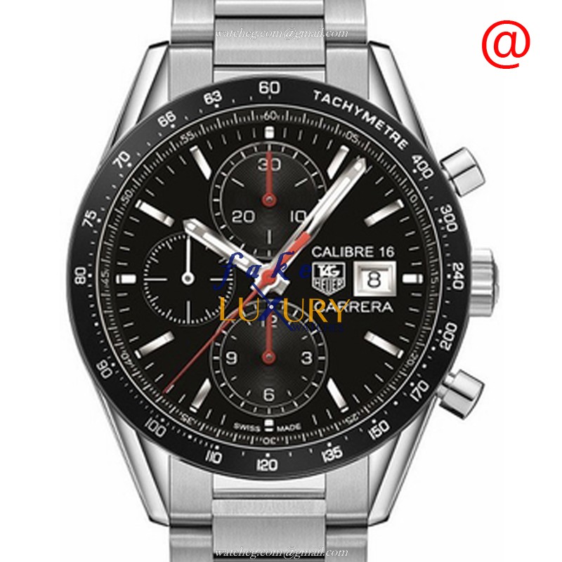 Tag Heuer CV201AK.BA0727 Carrera Replica Watch, Automatic, Black Dial, Steel Bracelet - Luxury Replica Watch