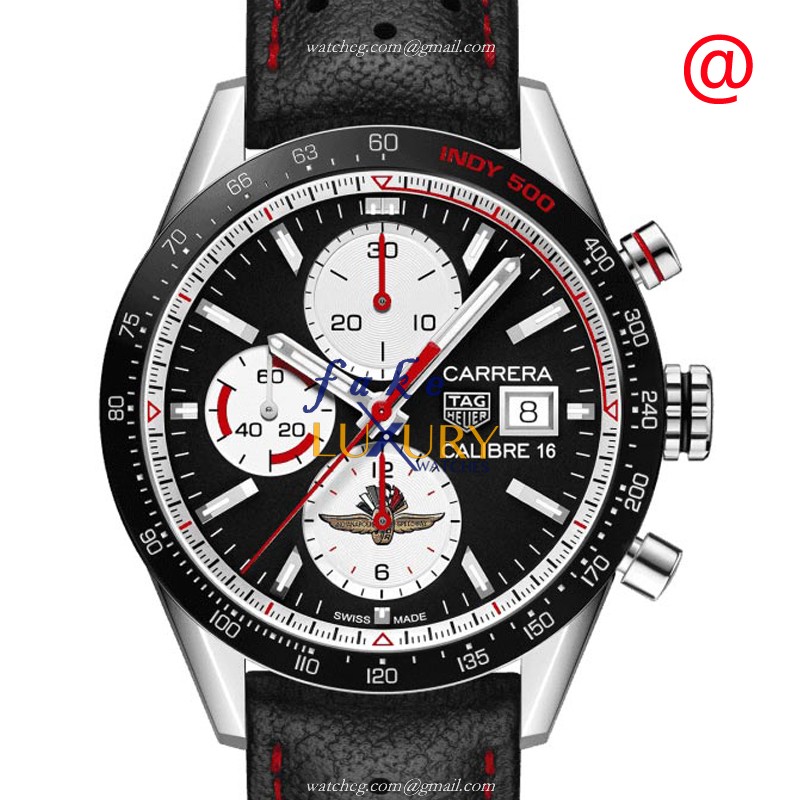 Tag Heuer CV201AS.FC6429 Carrera Replica Watch, Automatic, Black Dial, Steel Case, Leather Strap - Luxury Replica Watch
