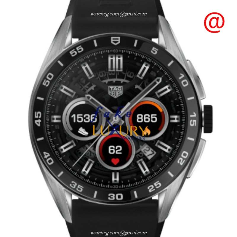Tag Heuer SBR8A10.BT6259 Replica Smart Watch, Stainless Steel Case, Black Dial Rubber Strap - Luxury Replica Watch