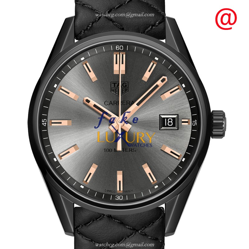 Tag Heuer WAR1113.FC6392 Carrera Replica Watch, Quartz Movement, Black Dial, Leather Strap - Luxury Replica Watch