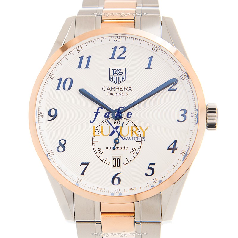 Tag Heuer Carrera WAS2153-BD0734 Replica Watch, White Dial, Rose Gold & Steel Case, Automatic - Luxury Replica Watch
