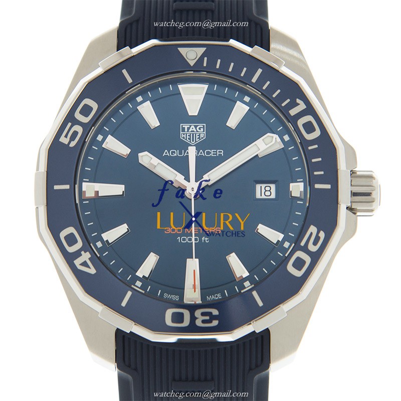 Tag Heuer Aquaracer WAY101C.FT6153 Quartz Stainless Steel Blue Dial Rubber Replica Watch - Luxury Replica Watch