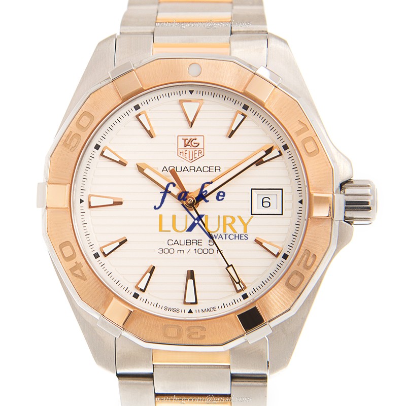 Tag Heuer WAY2150-BD0911 Aquaracer Replica Watch, Automatic, White Dial, Rose Gold & Steel - Luxury Replica Watch