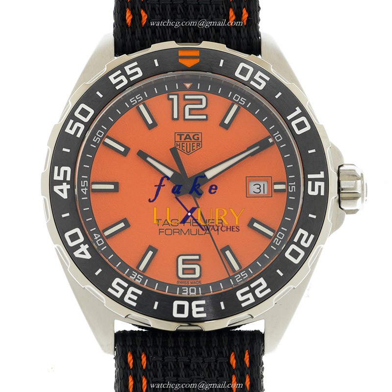 Tag Heuer WAZ101A.FC8305 F1 Quartz Orange Dial Black Rubber Replica Watch - Luxury Replica Watch