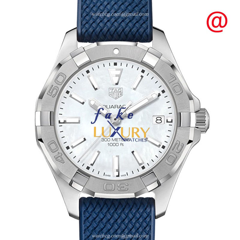 Tag Heuer Aquaracer Quartz WBD131A.FT6170 White Dial Blue Rubber Strap Replica Watch - Luxury Replica Watch