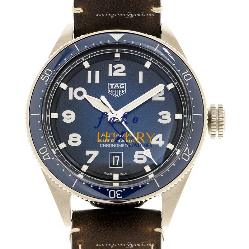 Tag Heuer WBE5116.FC8266 Autavia Replica Watch, Automatic, Blue Dial, Steel Case, Brown Strap - Luxury Replica Watch