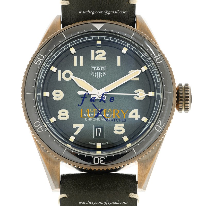 Tag Heuer Autavia WBE5190.FC8268 | Automatic Bronze | Green Dial Leather Strap Replica Watch - Luxury Replica Watch