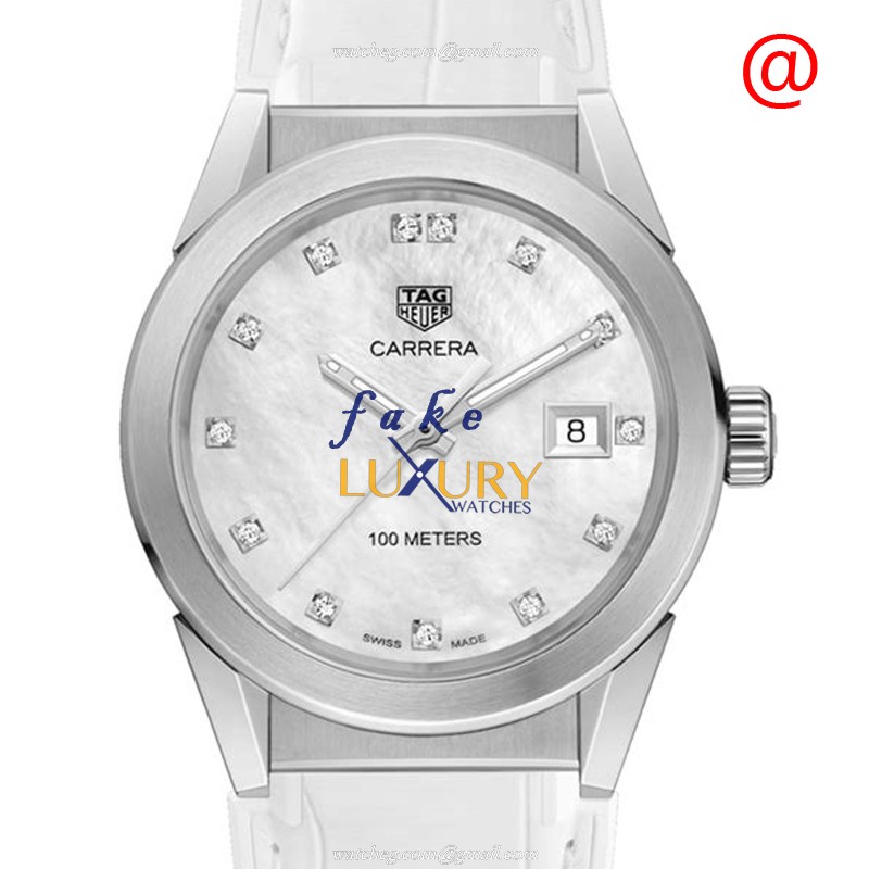 Tag Heuer Carrera WBG1312.FC6412 Replica Watch Quartz White Dial Leather Strap Steel Case - Luxury Replica Watch