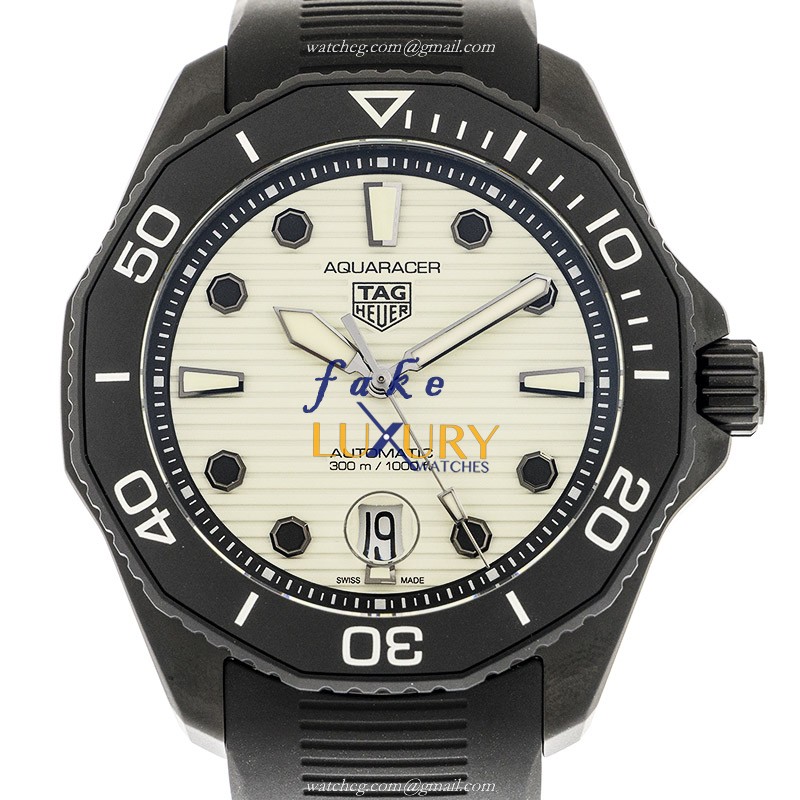 Tag Heuer WBP201D.FT6197 Aquaracer Automatic Replica Watch, White Dial, Steel Case, Black Rubber - Luxury Replica Watch