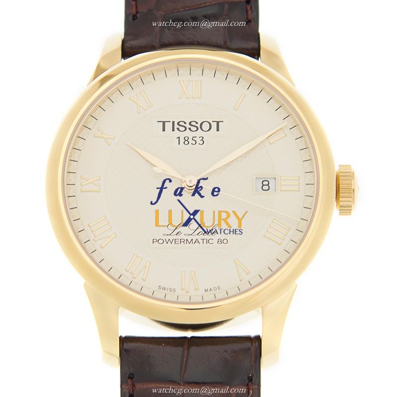 Tissot T006.407.36.263.00 Le Locle Replica Watch, White Dial, PVD Gold Case, Brown Leather Strap - Luxury Replica Watch